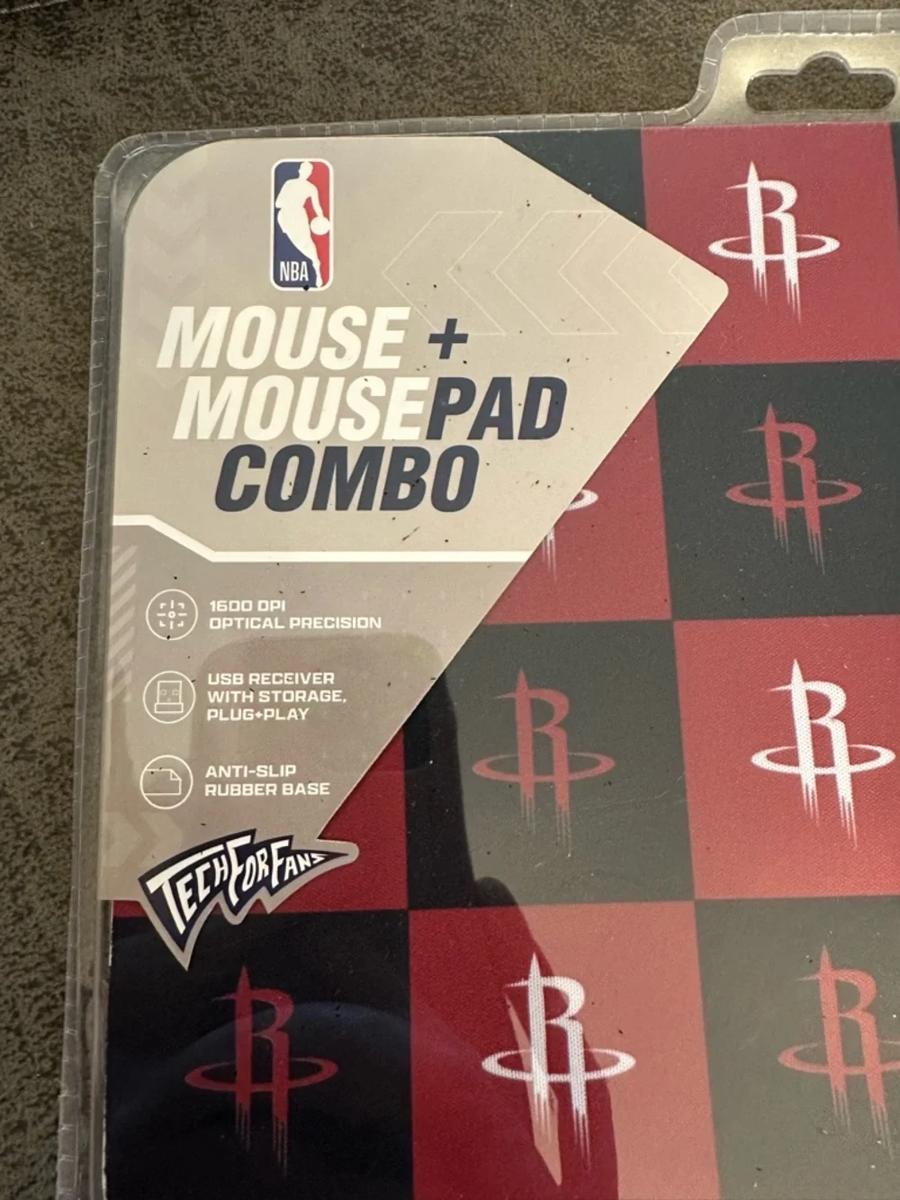 Houston Rockets NBA Wireless Mouse and Mouse Pad- Checkered